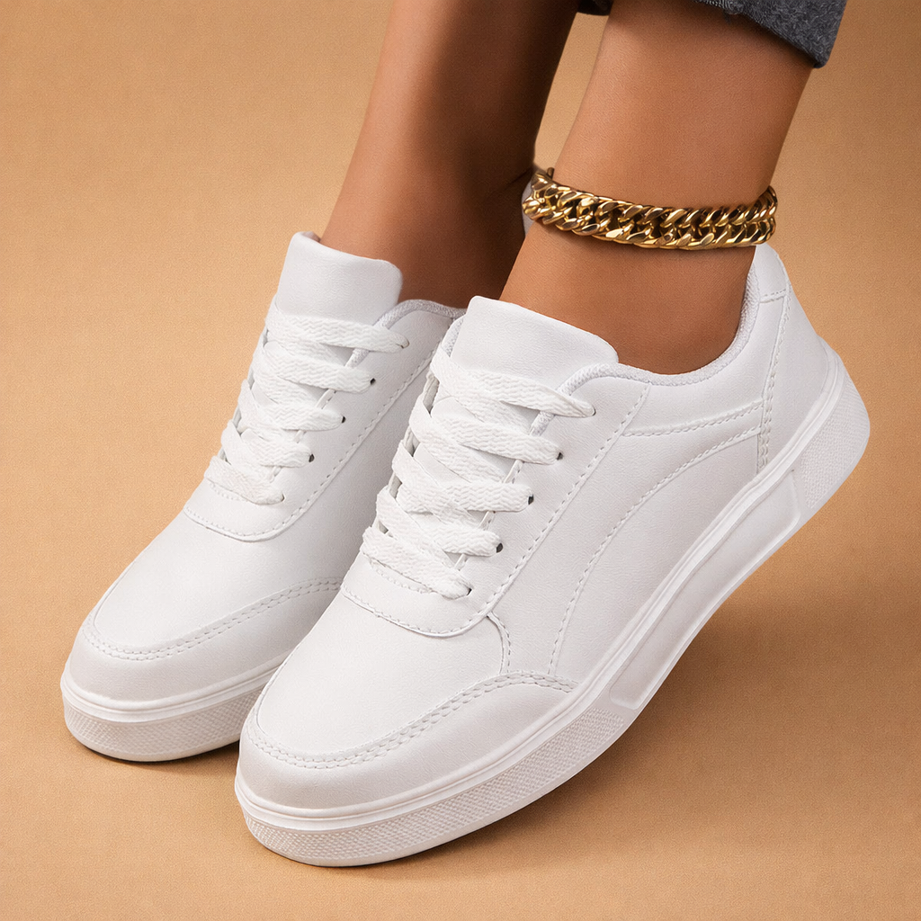 Damskie sneakersy na platformie, sznurowane, modne obuwie codzienne do stylizacji casual, komfortowe.
