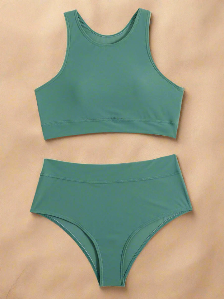 Komfortowe sportowe bikini damskie z wysokim stanem, modne i idealne na lato.