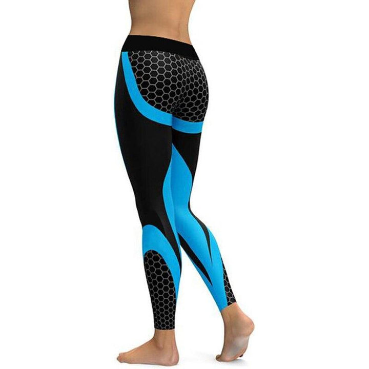 Damskie sportowe legginsy z geometrycznym wzorem, wysoki stan, idealne do fitnessu, jogi i treningu.