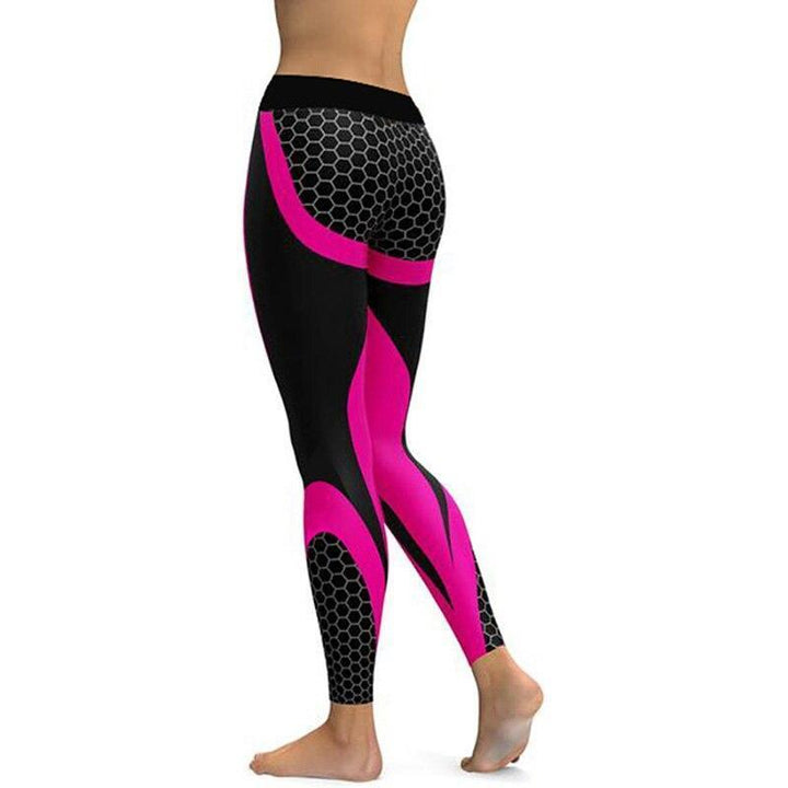 Wygodne legginsy sportowe damskie z geometrycznym wzorem. Wysoki stan, idealne do jogi, fitness i na trening.