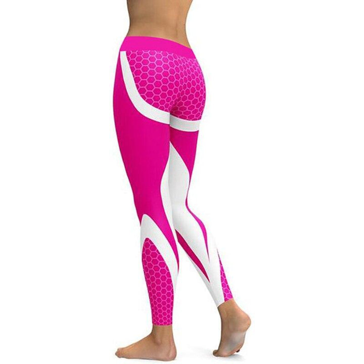 Damskie legginsy treningowe z geometrycznym wzorem. Wysoki stan, elastyczne, idealne na fitness, jogę i siłownię.