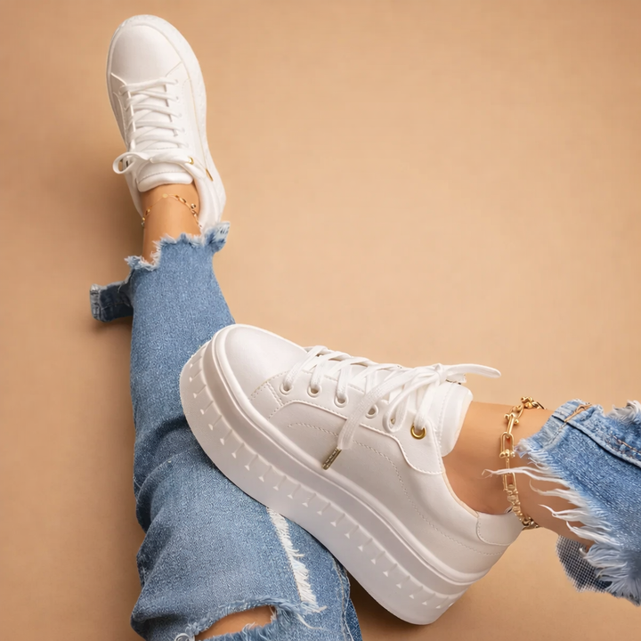 Eleganckie damskie sneakersy plateau, wszechstronne buty na co dzień i do casualowych stylizacji.