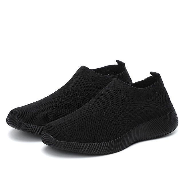 Damskie sneakersy wsuwane ortopedyczne, granatowe, z podparciem łuku stopy. Idealne dla komfortu i równowagi.