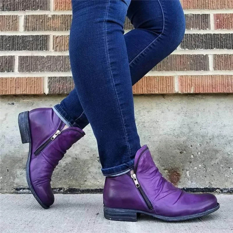 Wygodne buty zimowe damskie, czarne botki jesienne z suwakiem