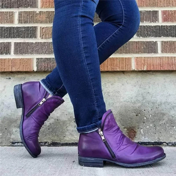 Wygodne buty zimowe damskie, czarne botki jesienne z suwakiem