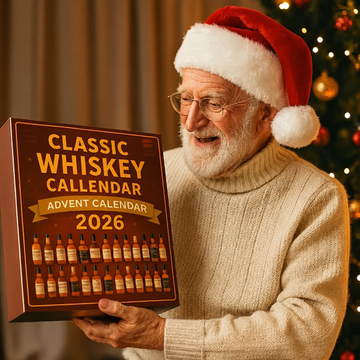 Otwarty kalendarz adwentowy whisky classic ukazujący skrytki na miniaturki