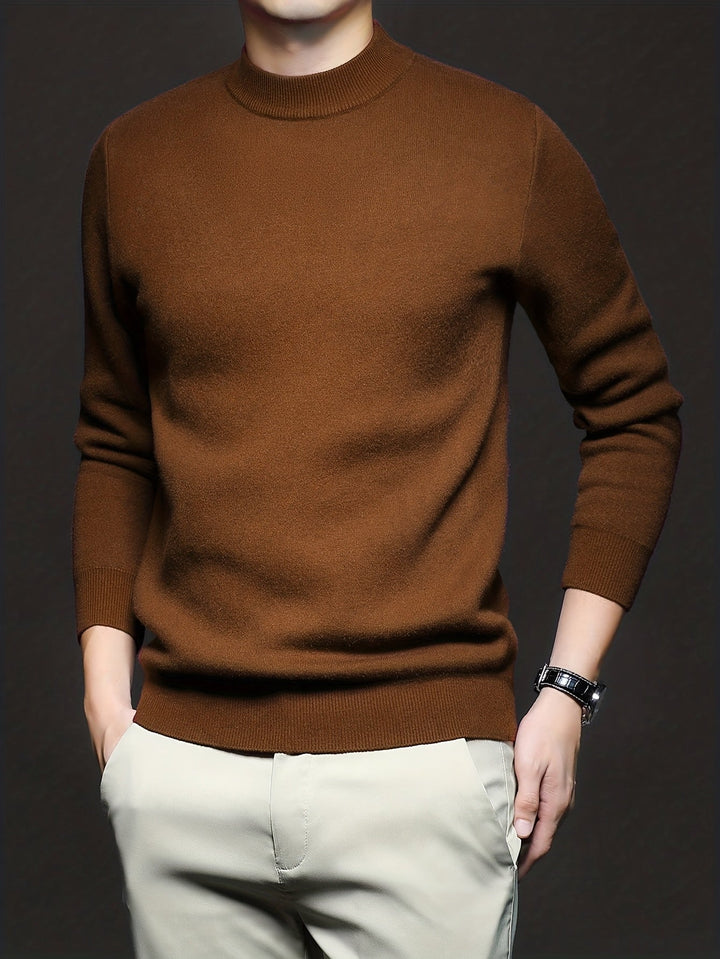 Wygodny sweter męski Tobias z wysokim, wywijanym kołnierzem