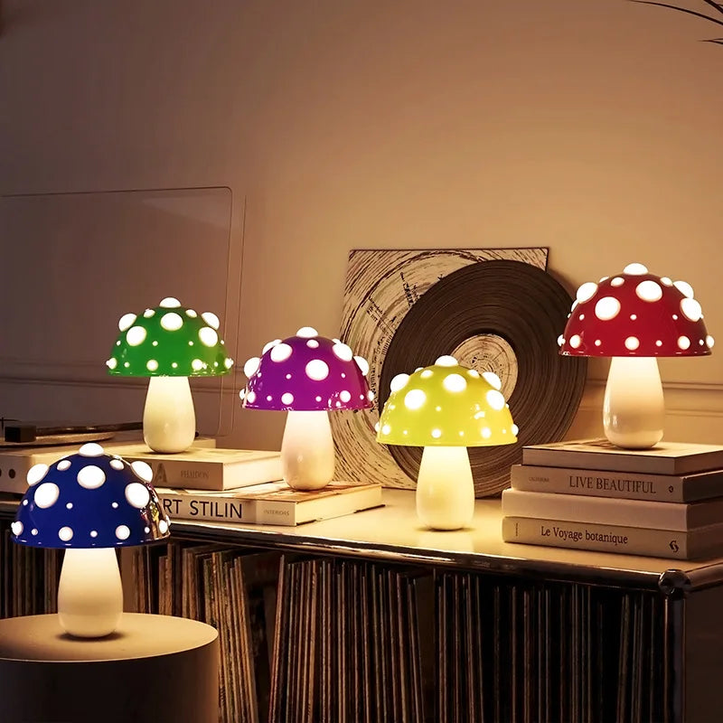 Nowoczesna lampa stołowa LED Grzybek USB, stylowa lampka do sypialni i salonu.