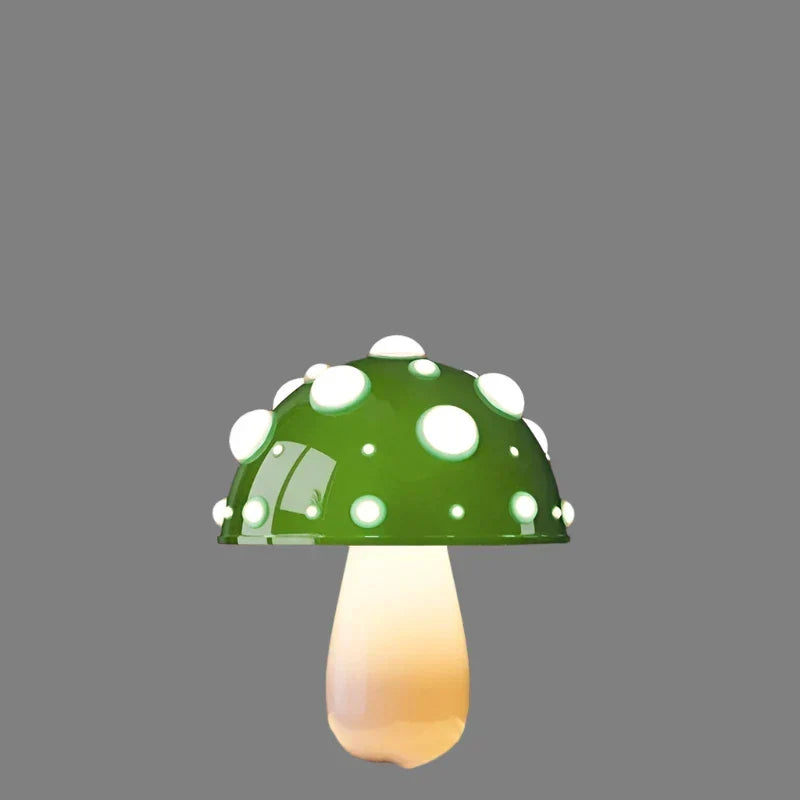 Biała lampa stołowa LED Grzybek, designerska lampka dekoracyjna do przytulnych wnętrz.