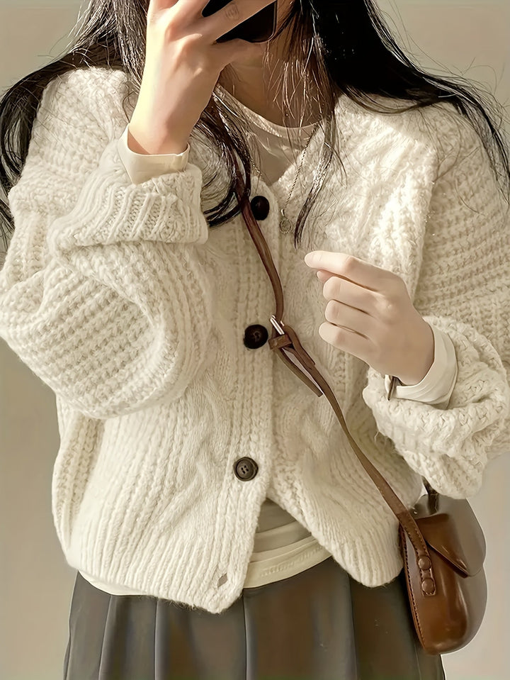 Elegancki sweter rozpinany damski w kolorze morelowym, widok z tyłu