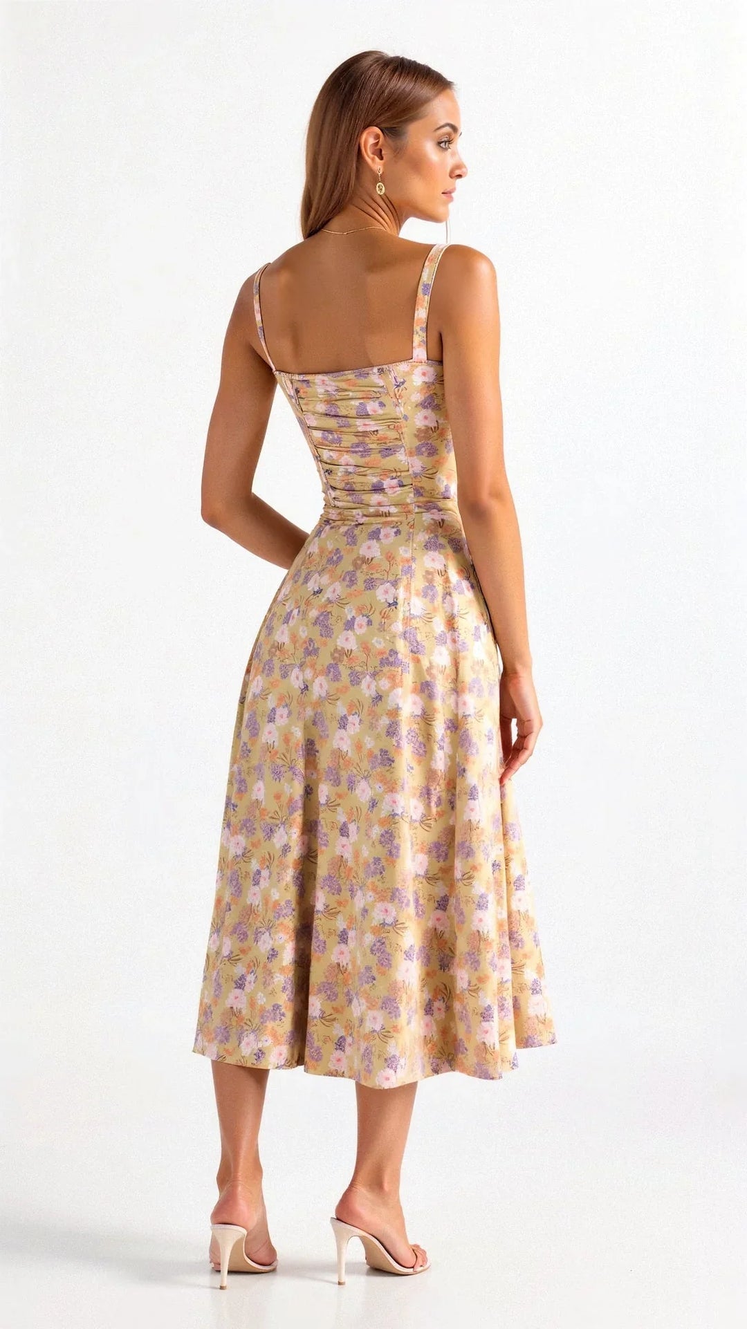 Elegancka damska sukienka midi z gorsetem w modnym stylu
