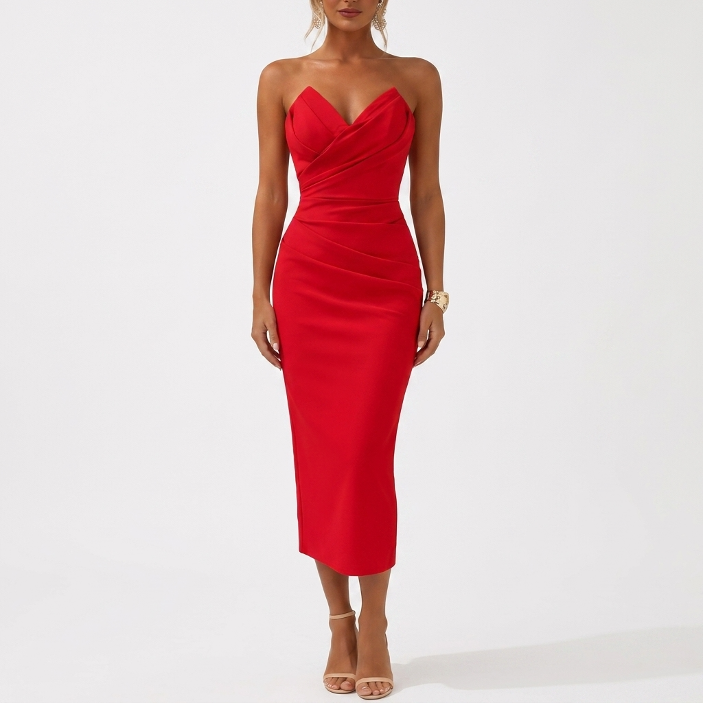 Damska sukienka koktajlowa o kroju bodycon w zbliżeniu