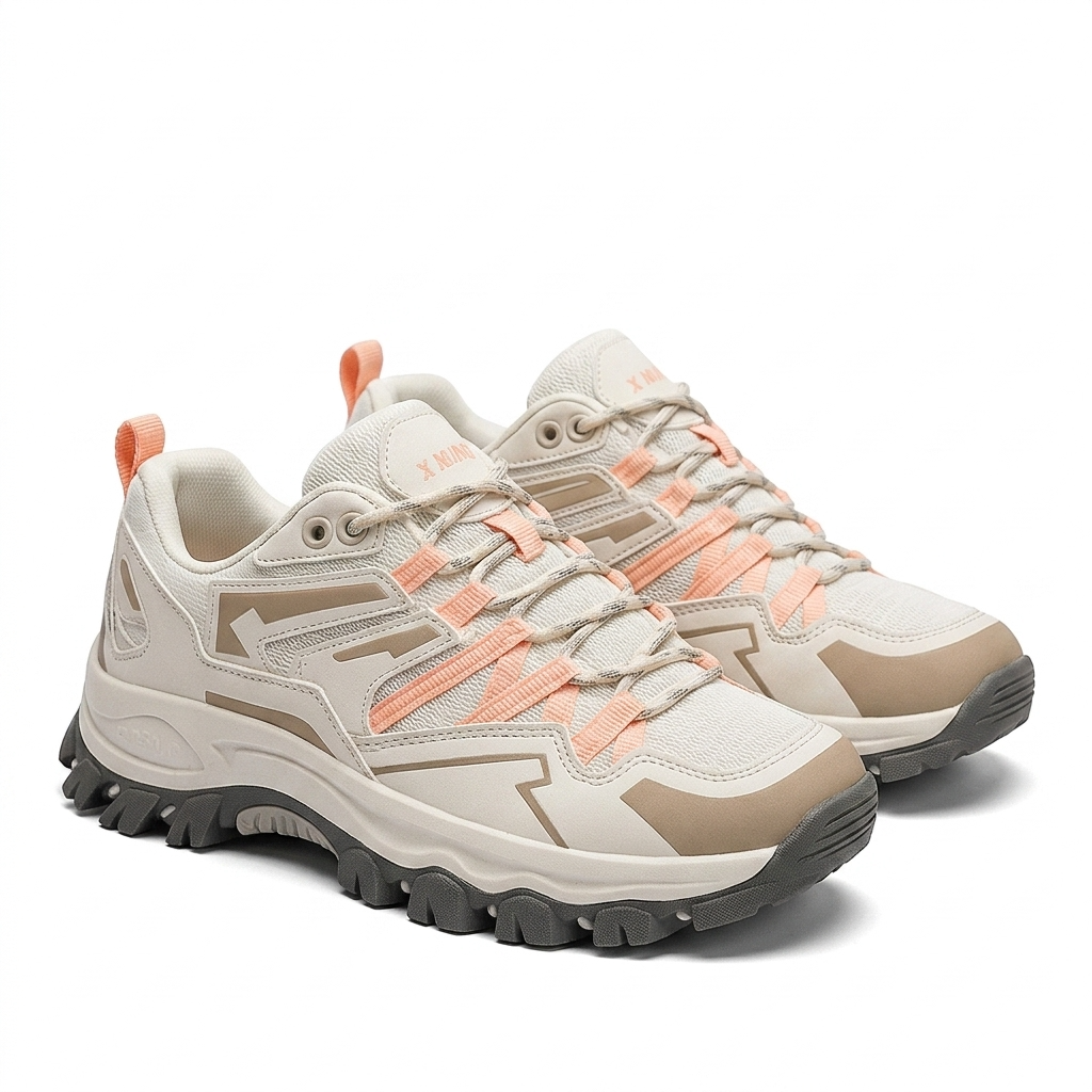 Modne buty outdoorowe damskie, ujęcie pod kątem, styl sportowy