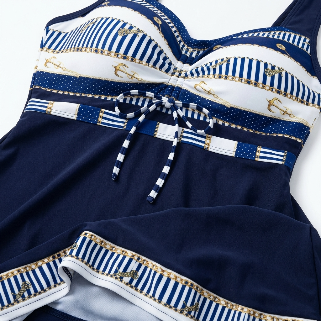 Szybkoschnący strój kąpielowy plus size z majtkami i spódniczką
