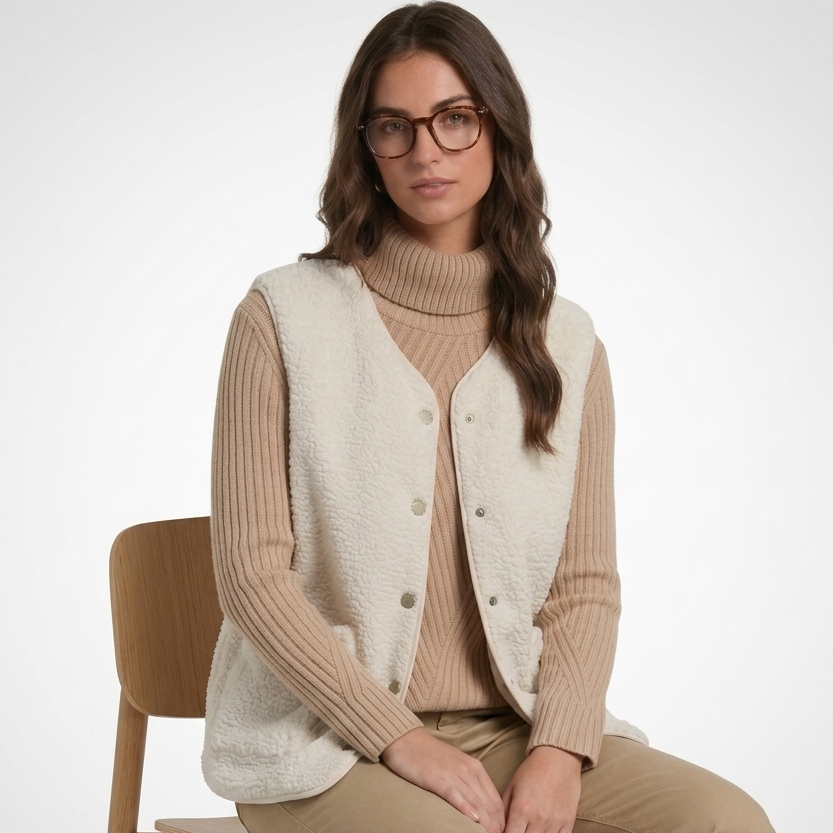 Casualowy bezrękawnik damski jesienno-zimowy w barwie khaki