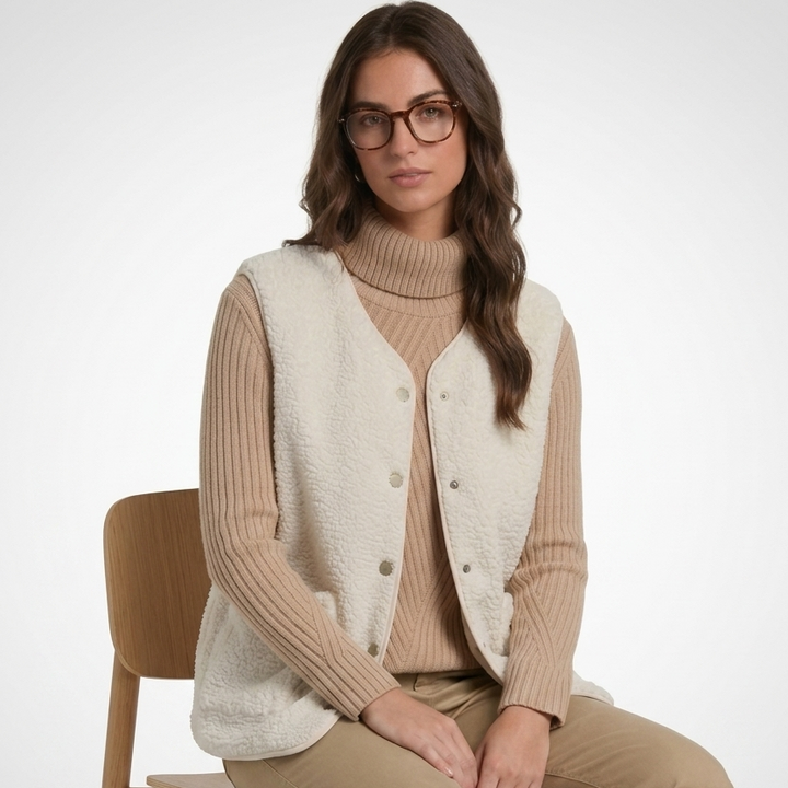 Casualowy bezrękawnik damski jesienno-zimowy w barwie khaki