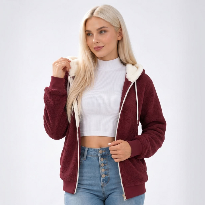 Ciepła bluza oversize damska z kapturem, widok z tyłu