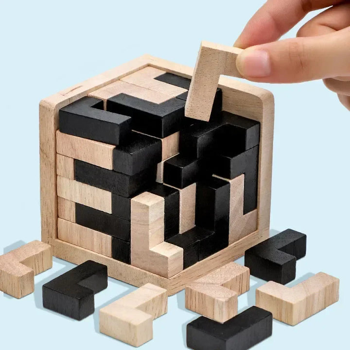 Kolorowe drewniane puzzle 3D dla dzieci rozwijające logiczne myślenie