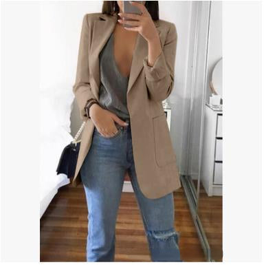 Elegancki damski żakiet do pracy, klasyczny biurowy blezer w modnym stylu casual
