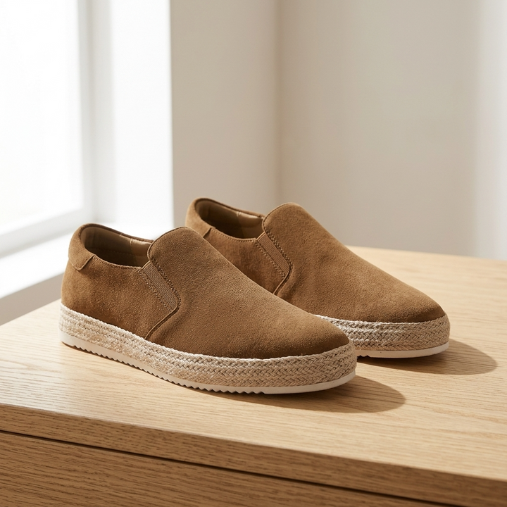 Eleganckie buty męskie espadryle na lato w zbliżeniu