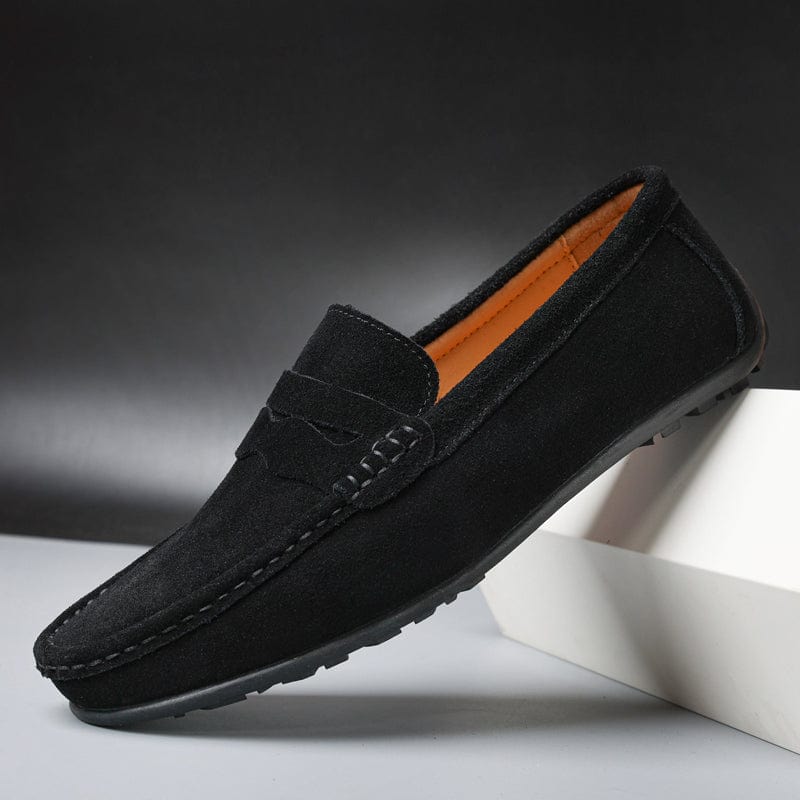 Brązowe męskie buty typu penny loafer do biura i na co dzień, skórzane mokasyny