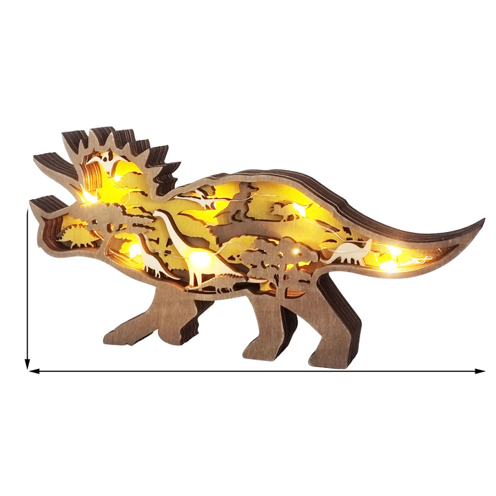 Drewniana figurka dinozaura 3D, ręcznie rzeźbiona, unikalna dekoracja do pokoju dziecka.