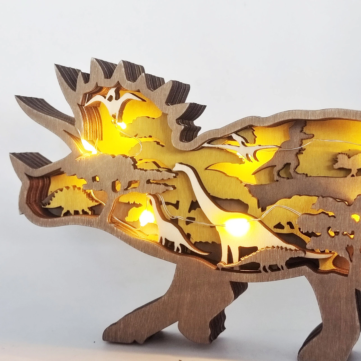 Drewniany Tyranozaur 3D, figurka z grawerem, ozdoba na biurko lub prezent dla chłopca.
