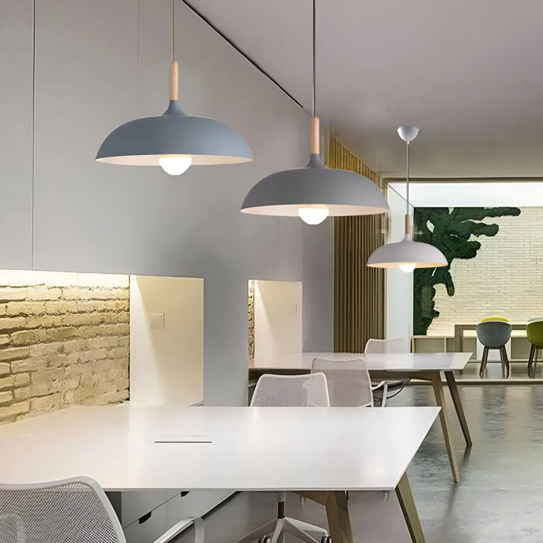 Lampa wisząca drewniana, ciepłe oświetlenie do domu, skandynawski wystrój wnętrz, LED.