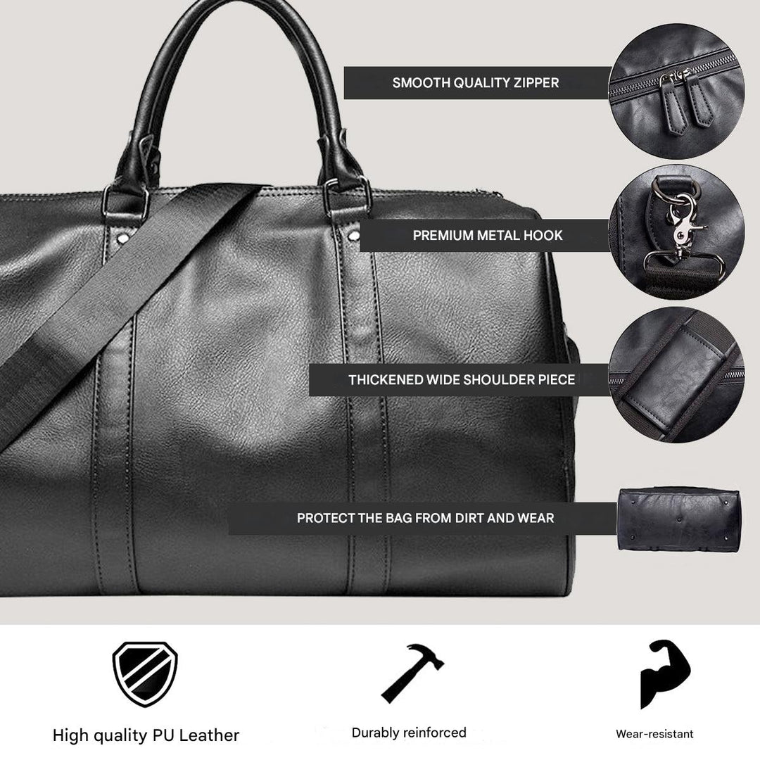 Duża pojemność skórzanej torby duffel, niezastąpiony bagaż podręczny, wytrzymała i elegancka.