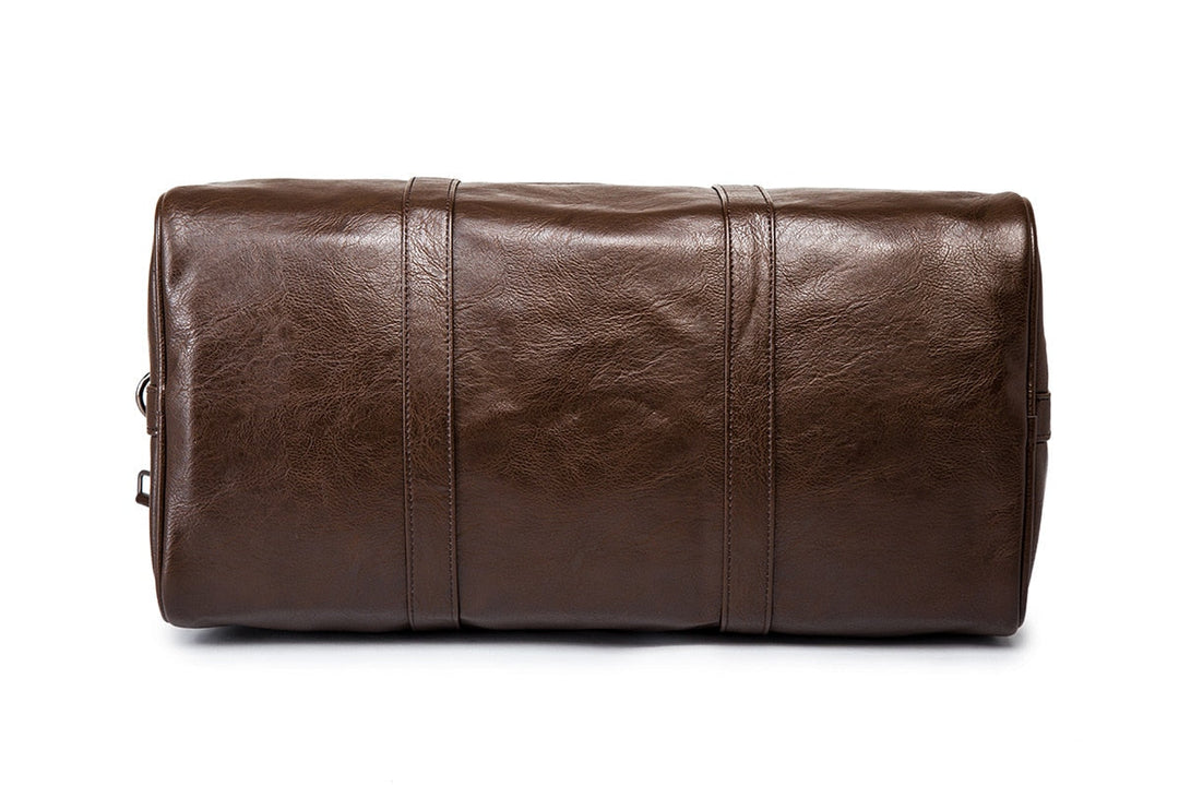 Wytrzymała skórzana torba duffel, elegancki bagaż podręczny, uniwersalna dla kobiet i mężczyzn.