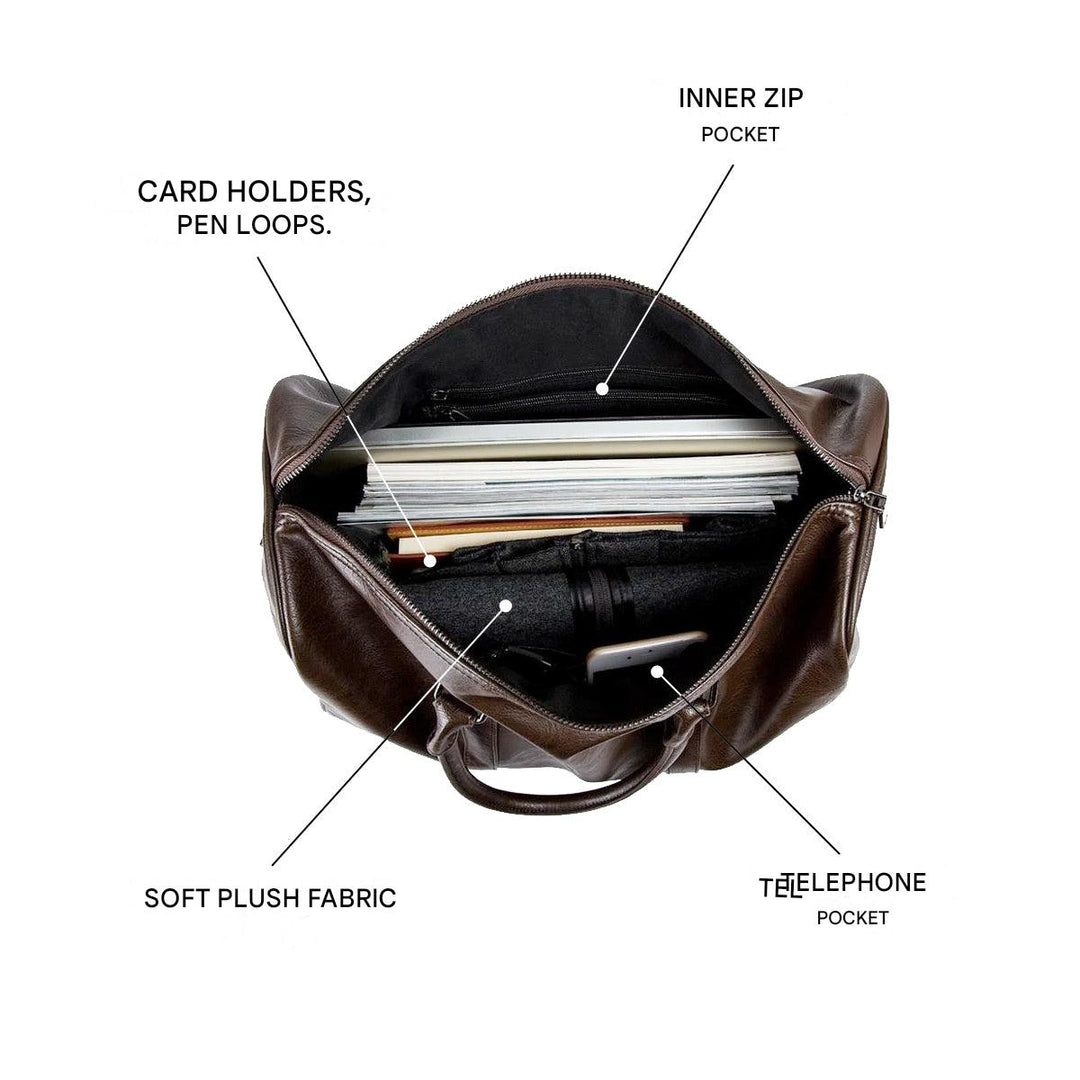 Unisex skórzana torba podróżna duffel, idealna na krótkie i długie wyprawy, lekka i praktyczna.