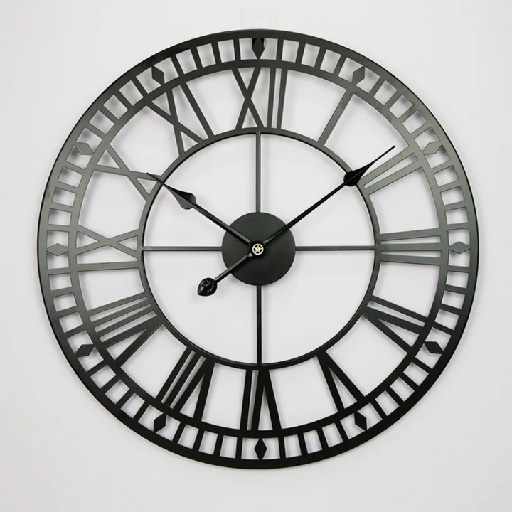 Klasyczny duży zegar ścienny 40 cm, wykonany z metalu. Design retro loft, doskonała dekoracja do wnętrz.