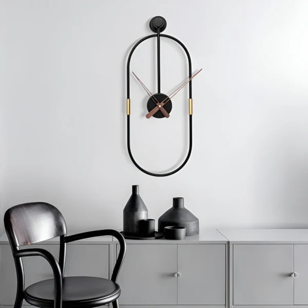Zegar ścienny duży, minimalistyczny z metalu, czysty design. Idealny do współczesnego wystroju domu.