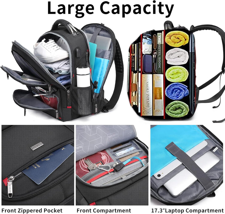 Port USB w wodoodpornym plecaku podróżnym 50L, umożliwiający ładowanie telefonu w drodze. Akcesoria podróżne.
