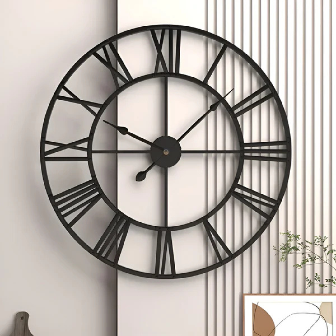 Zegar 3D na ścianę, metaliczny, minimalistyczny design, nowoczesna dekoracja wnętrz.