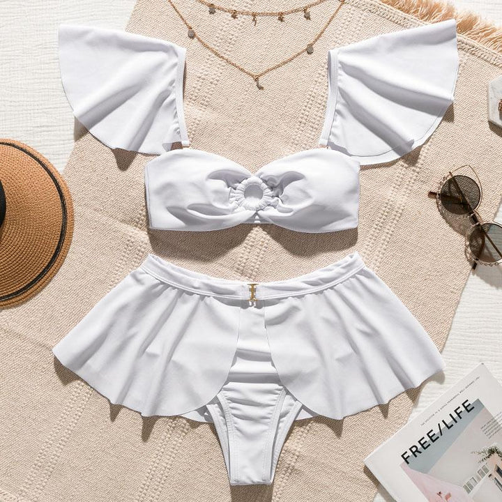 Eleganckie bikini damskie dwuczęściowe z falbankami na wakacje