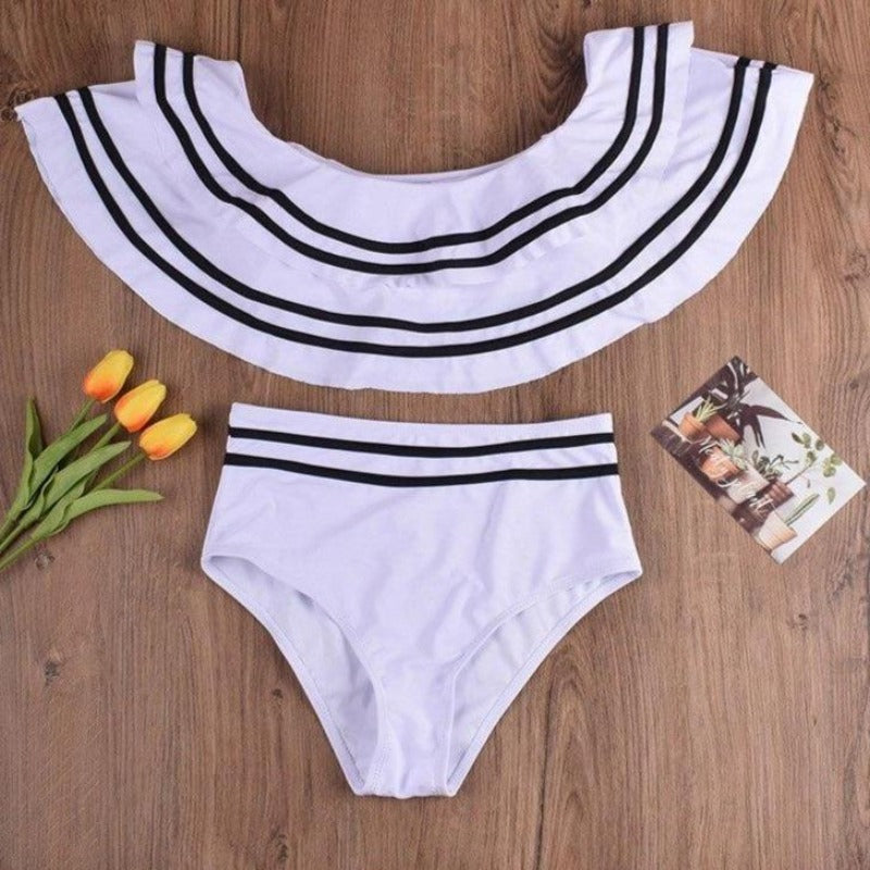 Modny damski strój kąpielowy tankini dwuczęściowy w tropikalnym stylu