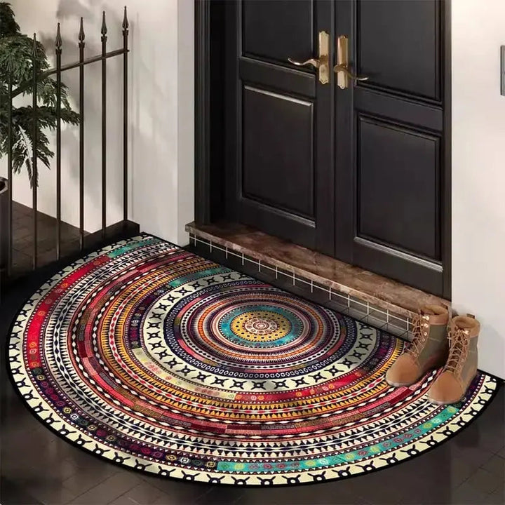 Wzorzysty dywanik podłogowy mandala boho do prania, idealny na balkon, taras i do korytarza