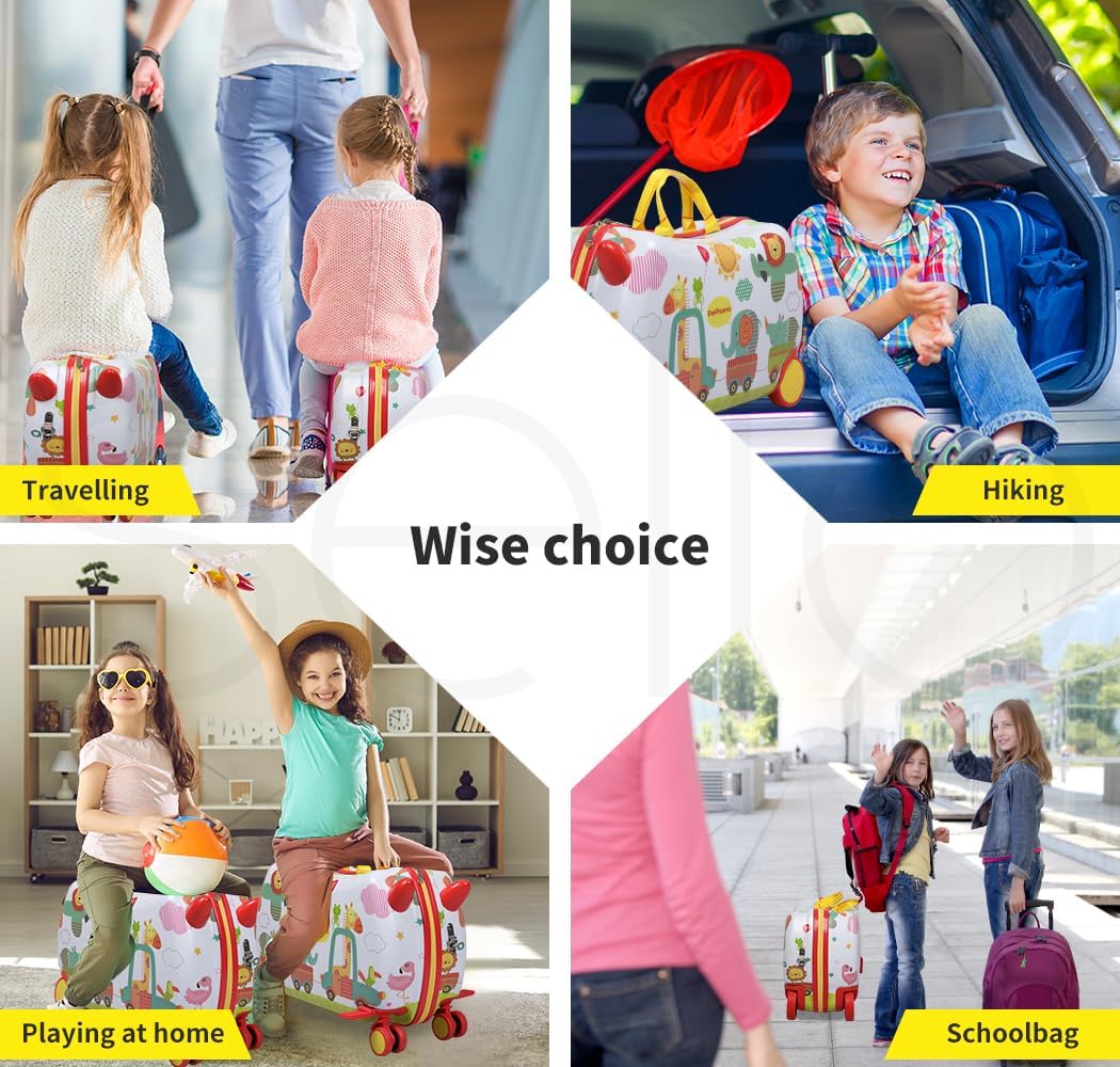 Dziecięca walizka na wakacje, scooter z kółkami 360°, wzór ośmiornicy, idealna do podróży.