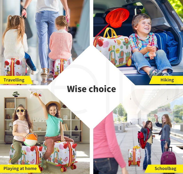 Dziecięca walizka na wakacje, scooter z kółkami 360°, wzór ośmiornicy, idealna do podróży.