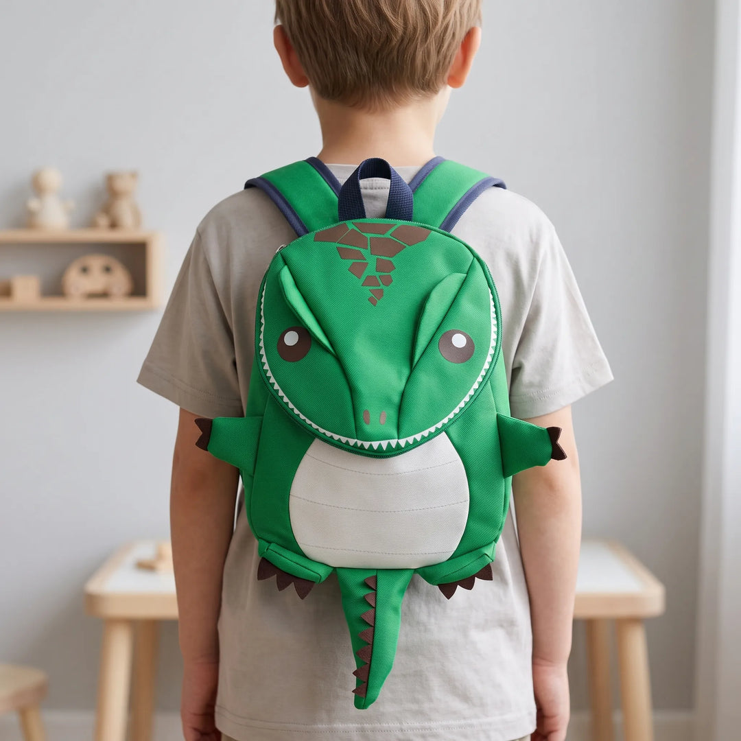 Dziecięcy plecak przedszkolny 3D w kształcie dinozaura, idealny dla maluchów.