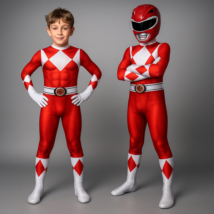 Dziecięcy strój superbohatera z maską, idealny na Halloween i imprezy urodzinowe.
