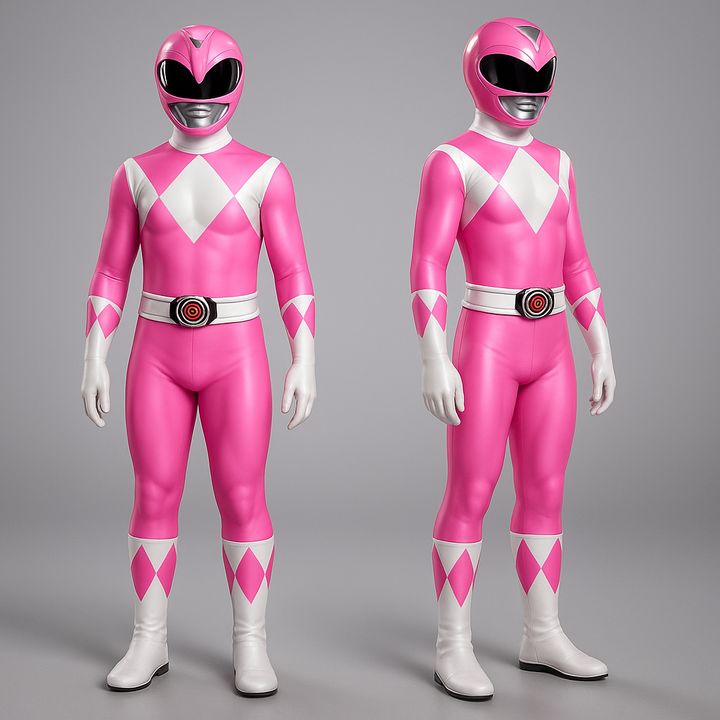 Żywy, kolorowy strój superbohatera z maską dla dziecka, gotowy na cosplay i imprezy.