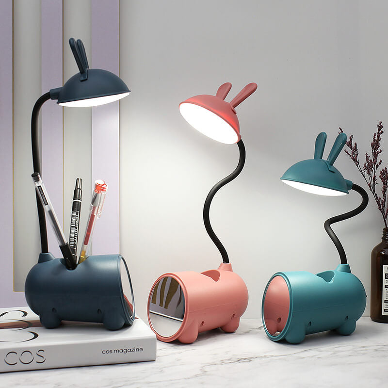 Lampka biurkowa LED królik, z organizerem i zasilaniem USB, idealna dla każdej dziewczynki.