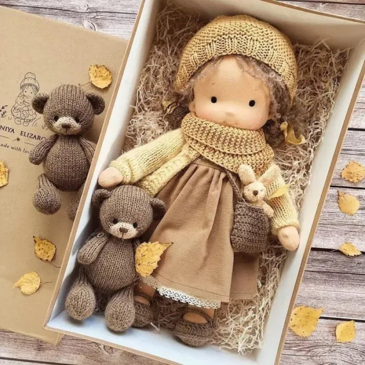 Pluszowa miękka lalka dla dziewczynek. Realistyczna przytulanka, idealna do rozwoju dziecka i zabawy.