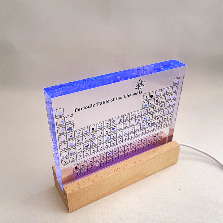 Innowacyjna akrylowa tablica okresowa, doskonała pomoc edukacyjna do nauki chemii dla studenta.