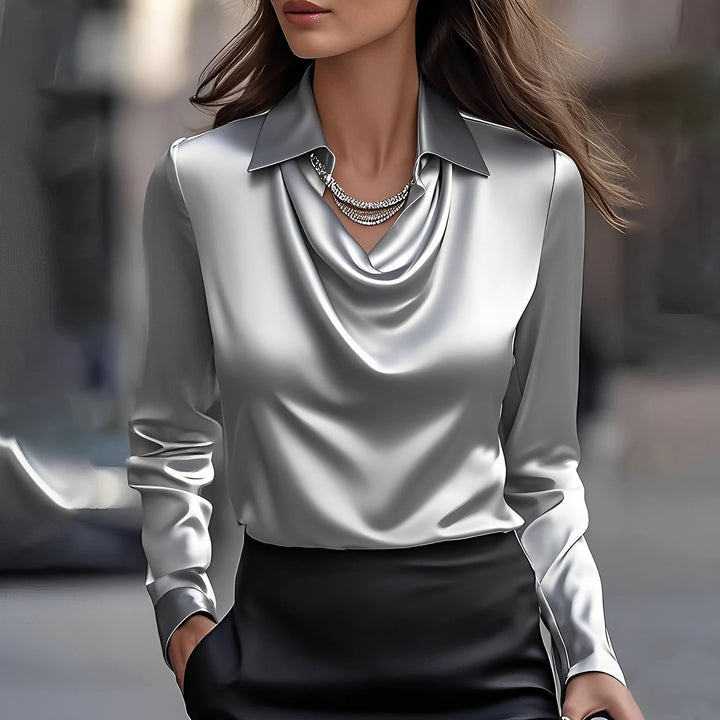 Stylowa bluzka wizytowa Sélène, elegancka i wygodna, z drapowanym dekoltem.