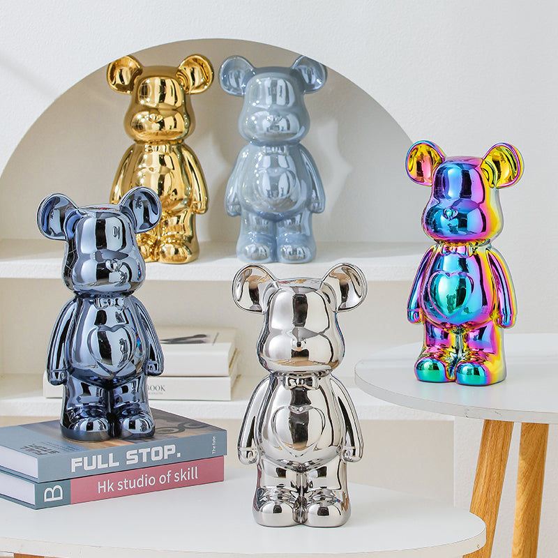 Stylowa ozdoba: ceramiczny miś, dodatek do każdego salonu, komody, półki.