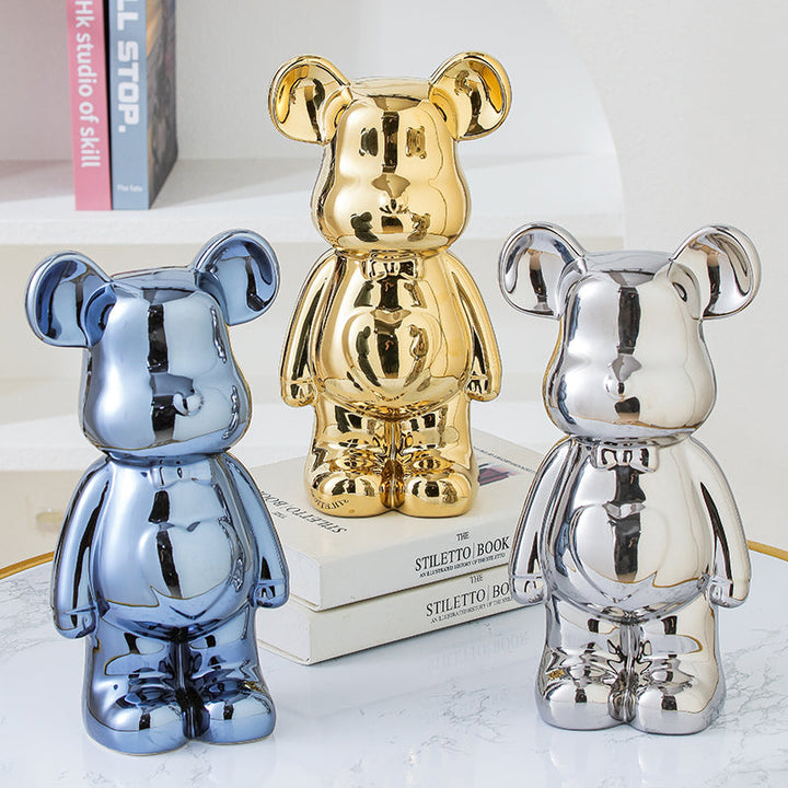 Designerska figurka misia ceramiczna, podkreślająca styl i elegancję domu.