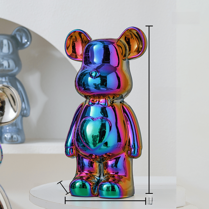 Luksusowa figurka misia ceramicznego, elegancki element dekoracyjny do domu.